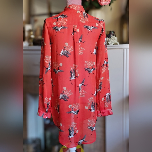 Streetwear Society sheer long button-up shirt. Size small. - Picture 8 of 10